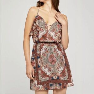 BCBGENERATION Paisley Hypnosis Ruffle Dress